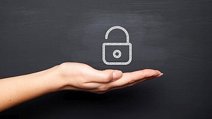 Open lock icon floating above a hand, symbolizing certified software security for mySPECTRA